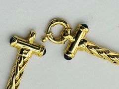 Italian 14KT Yellow Gold 5MM Franco Chain necklace With Black Onyx Springring Clasp