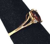Elegant 10K Yellow Gold Red Garnet Gemstone Ring