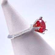 Sparkljng 14 Kt White Gold Plate 3 Ct VVs1 Hot Cherry Red Fire Moissanite Ring