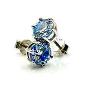 18 Kt White Gold Plated 2 Ctw Steel Blue Gray Fire Moissanite Earrings
