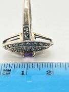 925 Sterling Silver Vintage Art Deco Marcasite Amythyst Ring