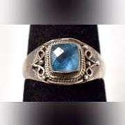 Blue Topaz Gemstone Ring in Sterling Silver.