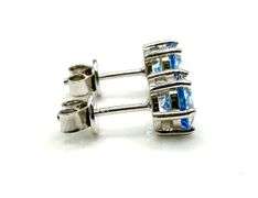 18 Kt White Gold Plated 2 Ctw Steel Blue Gray Fire Moissanite Earrings