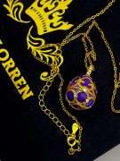 Exquisite Egg-Shaped Necklace and Bracelet Set – Amethyst Accents, 18K Gold Vermeil