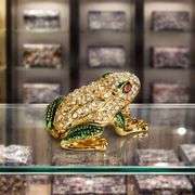 Hand-Painted Frog Trinket Box with Rhinestones