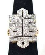 Marvelous 14K Yellow and White Gold Art Deco Inspired Diamond Ring