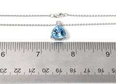 Dazzling 14K white Gold Blue Topaz Gemstone Pendant Necklace