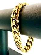 Huge 14 Kt Yellow Gold Plate Monogramed Initial " K" Curb Link Bracelet