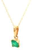 18kt Yellow gold 0.47ct square emerald pendant on chain