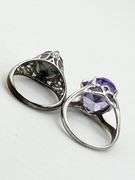925 Sterling Silver Two Unit Amethyst And Blue Topaz Rings Lot