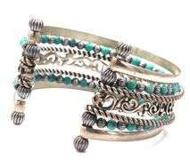 925 Sterling Silver Carolyn Pollack Multi strand Turquoise Cuff