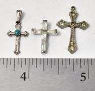 Three Cross Pendants in Sterling Silver