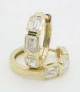 Chic Bezel Set Emerald Cut Diamond Hoops in 14k