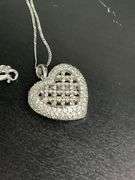CERTIFIED 14K WHITE GOLD AND DIAMOND HEART PENDANT