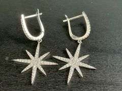 CERTIFIED BRAND NEW 14K WHITE GOLD DIAMOND DANGLE EARRINGS