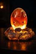 Glowing Lava Dragon Egg with Base