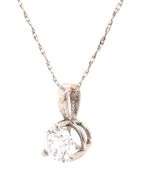 14kt White gold lab grown diamond pendant on chian