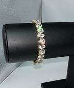 18 Kt Yellow Gold Plated Sparkling 26 Stone Count Pear Cut Tennis Bracelet