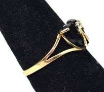 Loving 10K Yellow Gold Black Onyx Gemstone and Diamond Ring