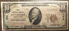 1929 $10 National Bank Note First National Bank of Pittsburgh, Pennsylvania (Charter 252) Series of 