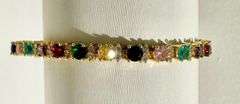 Plated Mixed Color Simulated Sapphire Tennis Bracelet