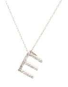 14kt White gold diamond Initial E pendant on chain