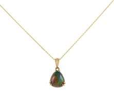 3.35ct Natural Free Form Black Opal Solitaire Pendant Necklace in 14K