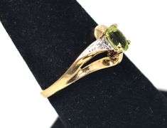 Earthy 10K Yellow Gold Peridot and Diamond Ring