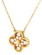 18KT Yellow Gold Full Diamond pave Clover Pendant