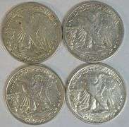 1936-D, 1943-S, 1944-P, & 1945-S Walking Liberty Half Dollars