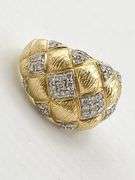 14KT Yellow Gold Quilted Dome Diamond Pave Ring