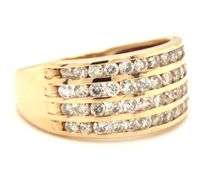 14kt Yellow gold 1.10ctw 4 row diamond band