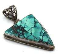 Lot of 2 Vintage 925 sterling silver turquoise pendants