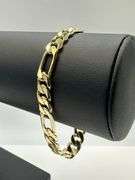 Sharp 14.5 Gram 14 Kt Yellow Gold Plate Italian Figaro Braceleto Bracelet