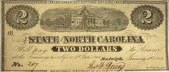 $ 2 State Of North Carolina Jan 1 1863 Note.