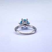 Sparkljng 14 Kt White Gold Plate 3 Ct VVs1 Corn Flower Blue Moissanite Ring