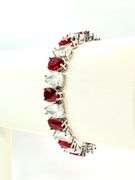 18 Kt White Gold Plated 32.5 Ctw Simulated Ruby Tennis Bracelet