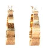 Nice Ridged 14K YG Nickel Sized Hoop Earrings