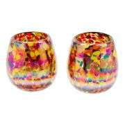 Novica Handmade Bright Confetti Stemless Wine Glasses (Pair)