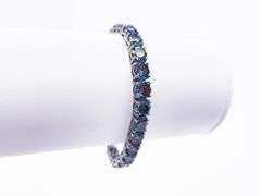 18 Kt White Gold Plate Magnificant 27 Cttw Deep Cobalt Blue Purple Amber Fire Moissanite Tennis Brac