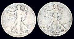 2 Different Walking Liberty Half Dollars: 1929-S & 1935-D