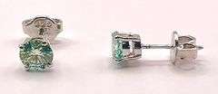 Sparkling 2.05 Ctw VVs1 Paraiba Green Simulated Diamond Earrings