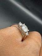 14K White Gold Three Stone Round Brilliant Cut Diamond Ring