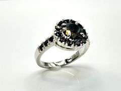 Impressive 14 Kt White Gold Plate 2.75 Ct Black Moissanite Ring