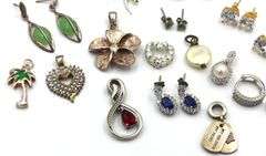 Group lot of Vintage 925 sterling silver charms and earrings