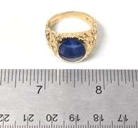 Charming 14K Yellow Gold Synthetic Star Sapphire Gemstone Men's Ring