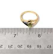 Earthy 10K Yellow Gold Peridot and Diamond Ring
