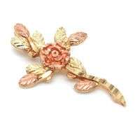 10kt Yellow and rose gold flower style cross pendant