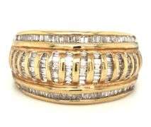 Estate 10K YG Baguette Diamond Dome Ring