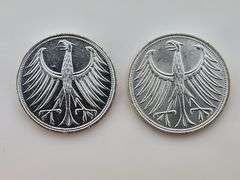 1965-F & 1971-F German Federal Republic 5 Mark, Silver
